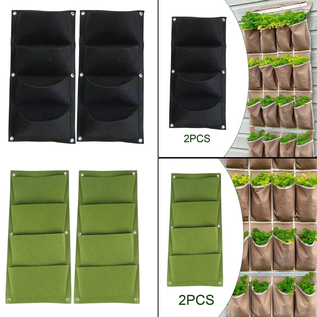 2 Pieces Hanging Grow Bags Flower Containers Non Woven Fabrics Wall Planters Pouch