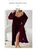 Fiyun Elegant Velvet Nightgown with Sexy Slit and Backless Design - European & American Style Home Set 651