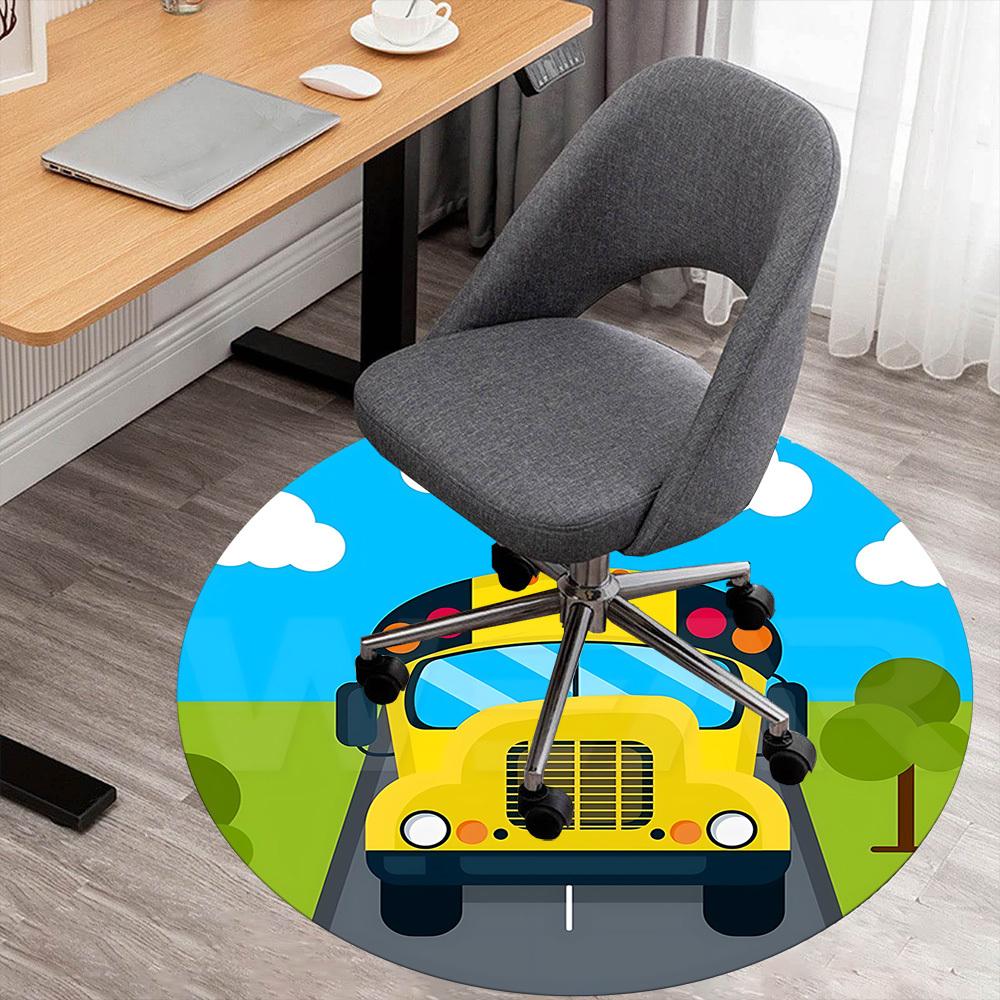 

1pc bus road Round Chair mat Area Rug - Non-Slip, Floor Mat for Office, Bedroom, and Indoor Decor c1125187 80cm by 80cm