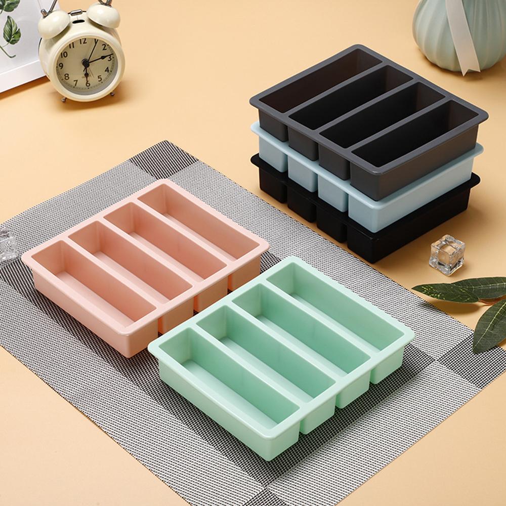 1PC Four Straight Strip Ice Mill Silicone Ice Tray Diy Ice Cube Mold Auxiliary Food Box Ice Maker