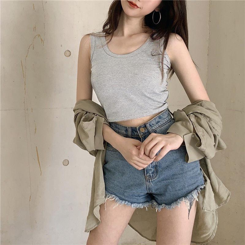 New suspender with chest pad vest for women's summer short versatile navel-based small vest for women