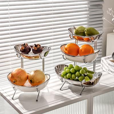 Prosty talerz na owoce wielowarstwowy lekki luksusowy ceramiczny talerz na owoce wysoki wygląd dobry produkt suchy talerz na owoce galwanicznie talerz na cukierki Yuanbao