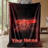 Custom Text Flannel Throw Blanket, Lightweight Cozy Bed Sofa BlanketArsenal FC