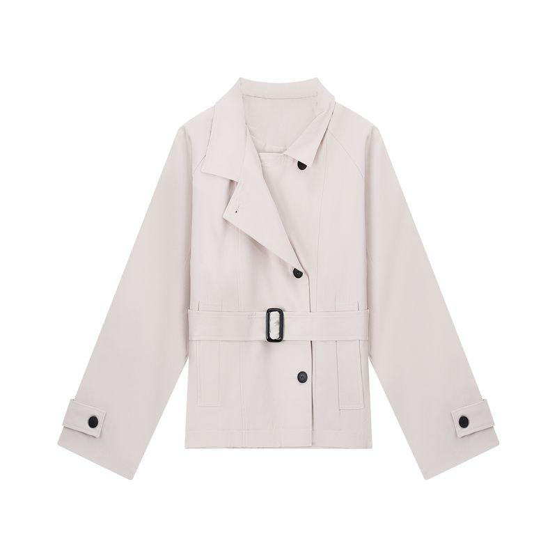 

Kumikumi British Style Stand Collar Loose Trench coat Outerwear Women clothes Autumn Design Chic Slimming Versatile Top Khaki M