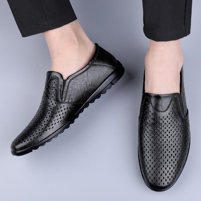 Pánské boty letní sandály perforované kožené boty pánské kožené volnočasové boty duté prodyšné boty s čepicí pánské boty s jedním pedálem