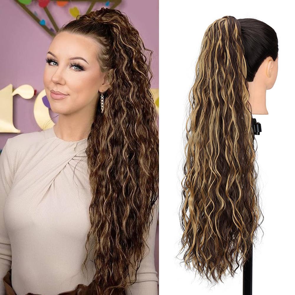 Women's 26 Inch Water Wave Claw Clip Ponytail - Natural-Looking Heat-Resistant Synthetic Hair
