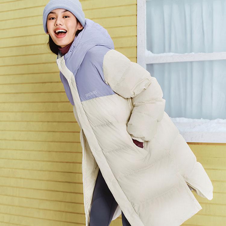 Skechers Windproof Waterproof Oil Stain Resistant Simple Fashion Letter Hooded Puffer Jacket Unisex Outerwear Cotton-Candy-White L424U184-0074