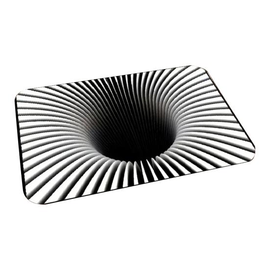 3D Optical Illusion Rug Realistic Hole Pattern Floor Mat Absorbent Non-Slip Bottomless Pit Doormat for Living Room Bedroom Porch Entrance