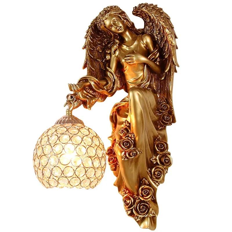 Nordic Modern Angel Wall Lamps Living Room TV Background Wall Decor LED Bedroom Decor Lamp Creative Resin Mermaid Wall Light E27