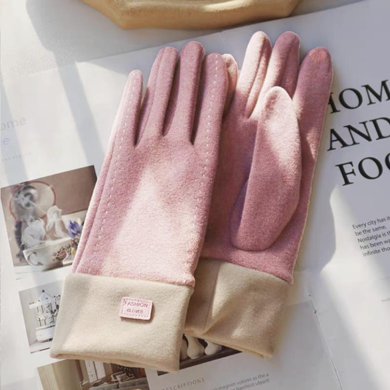 New Winter Women Keep Warm Touch Screen Fleece Thickened Not Bloated Cycling Driving Fashion Elegant Windproof Soft Gloves