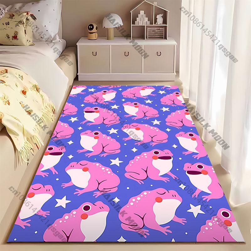 Pink frogs patterned design carpet Yoga living room room decor children's crawling mat doormat area rug games mat