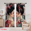 2 Stück, 2D-Flachdruckmuster Vorhänge Geisha Zwillinge Strapazierfähiges Polyester (ohne Stange) Festlich für verschiedene Räume, Zeitgenössisch