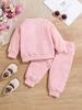 2025 Stylish Girls' Floral Autumn/Winter Sporty Sweatshirt Two-Piece Set