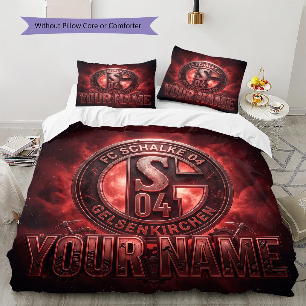 Custom Name Schalke 04 Pattern Bedding Quilt Set  Home Decoration  Gift (1 * duvet cover + 2 * pillowcase  without core)