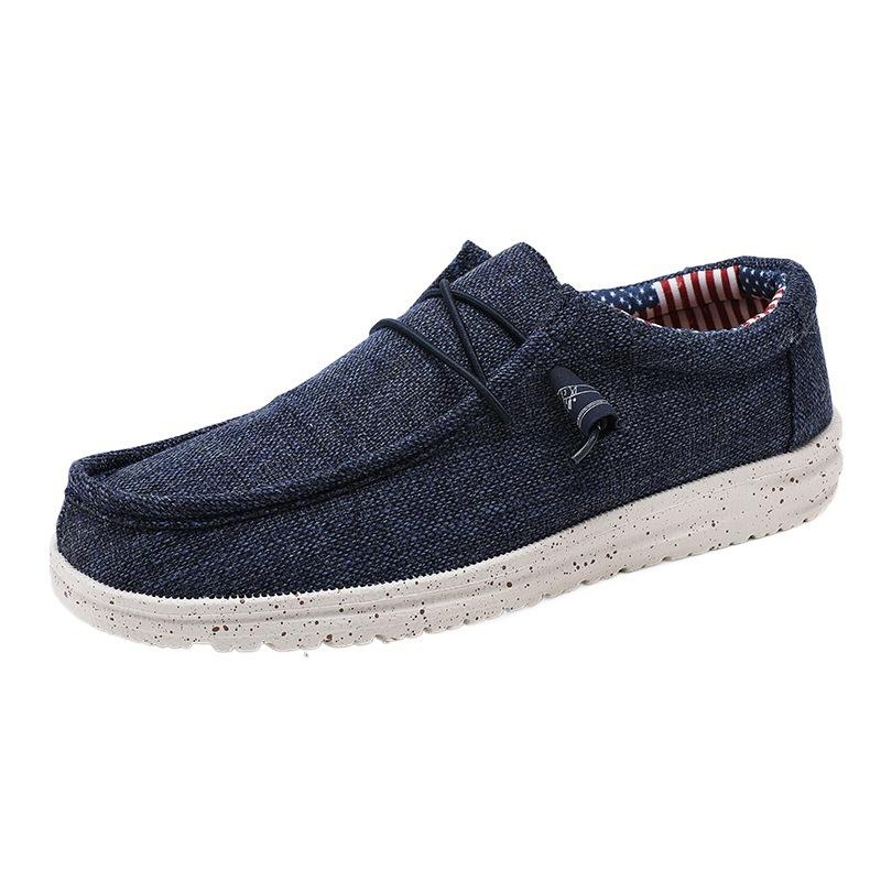 Men Shoes Casual Canvas Loafers Shoes Light Breathable Flats Leisure Male Vulcanized Shoes Walking Sneakers Plus Size