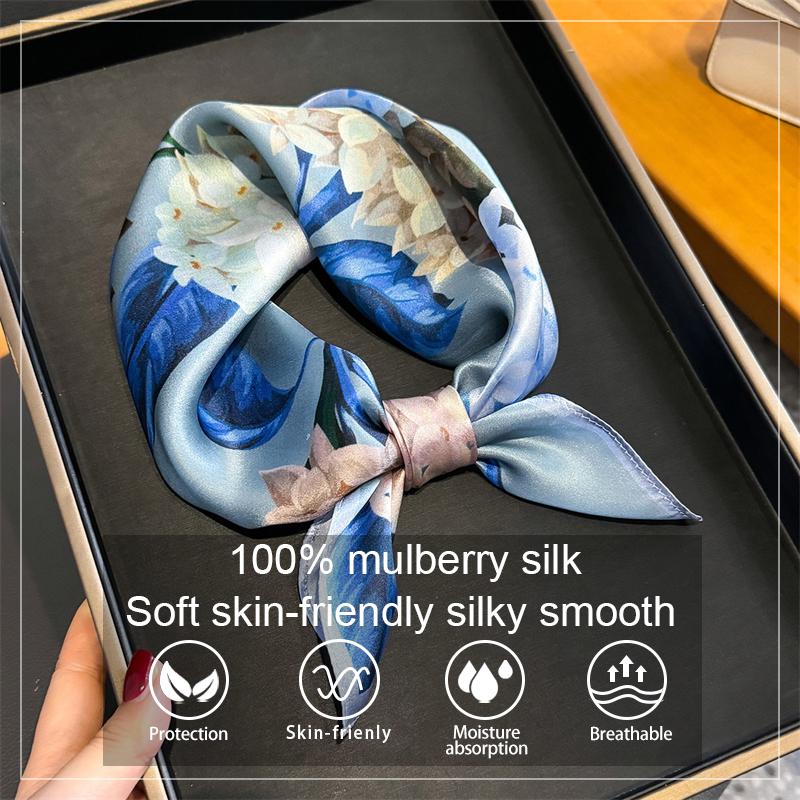 100% Silk Scarf Bandana Women Square Scarves Wrap Kerchief Mulberry Silk Spring Fashion Luxury High Quality Headband Hijab Shawl