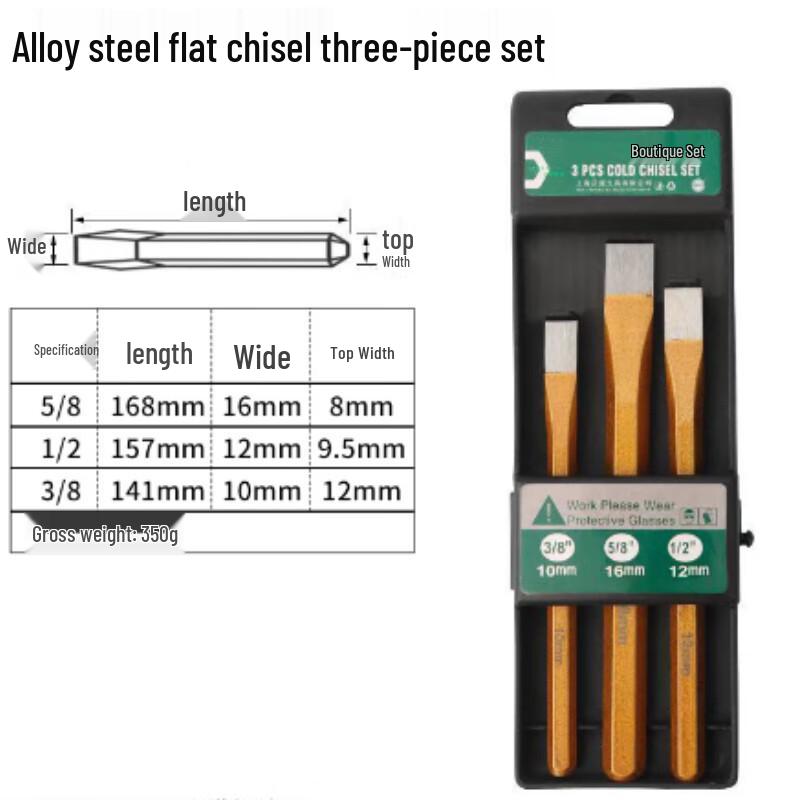 Alloy Steel Flat Chisel 3-Piece Set