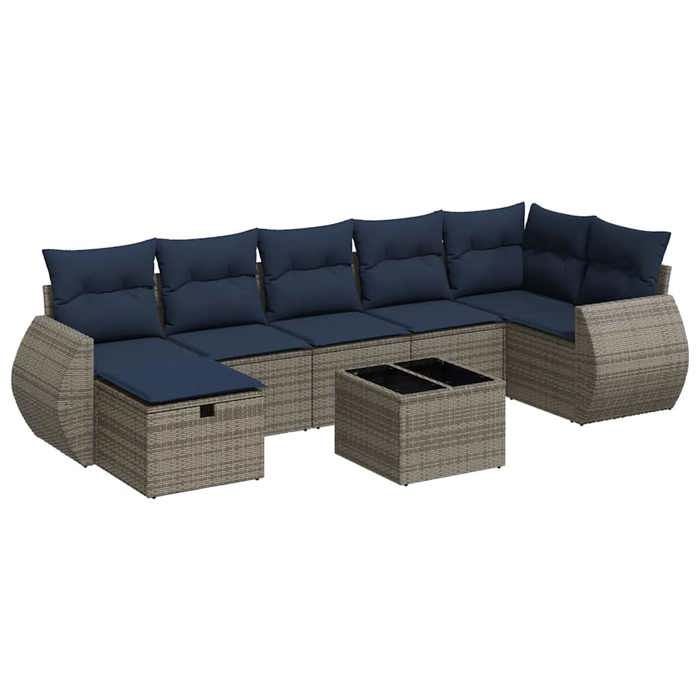 VidaXL Salon de jardin 8 pcs avec coussins gris résine tressée 3325617