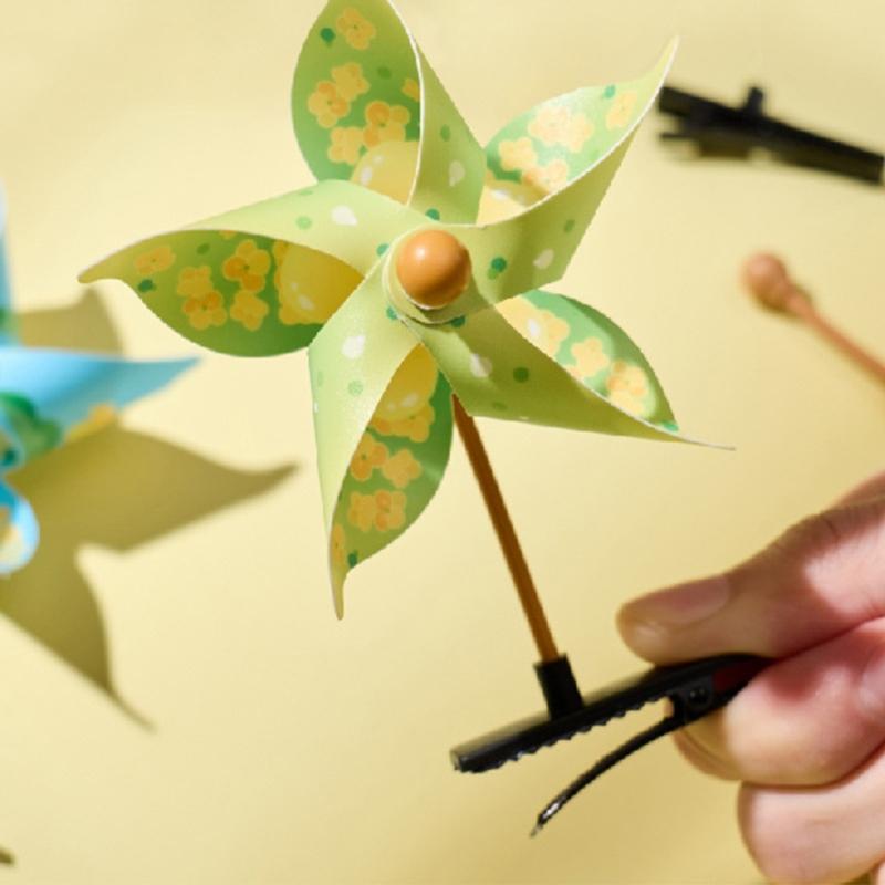 DIY Crafting Windmill Hair Clip Easy To Assemble Creative Hairpin Plastic Alloy Hairpieces Fashion Hair Accessories