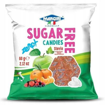 Strawberry Flavored Candies with Stevia, No Added Sugar, 60g - MANGINI