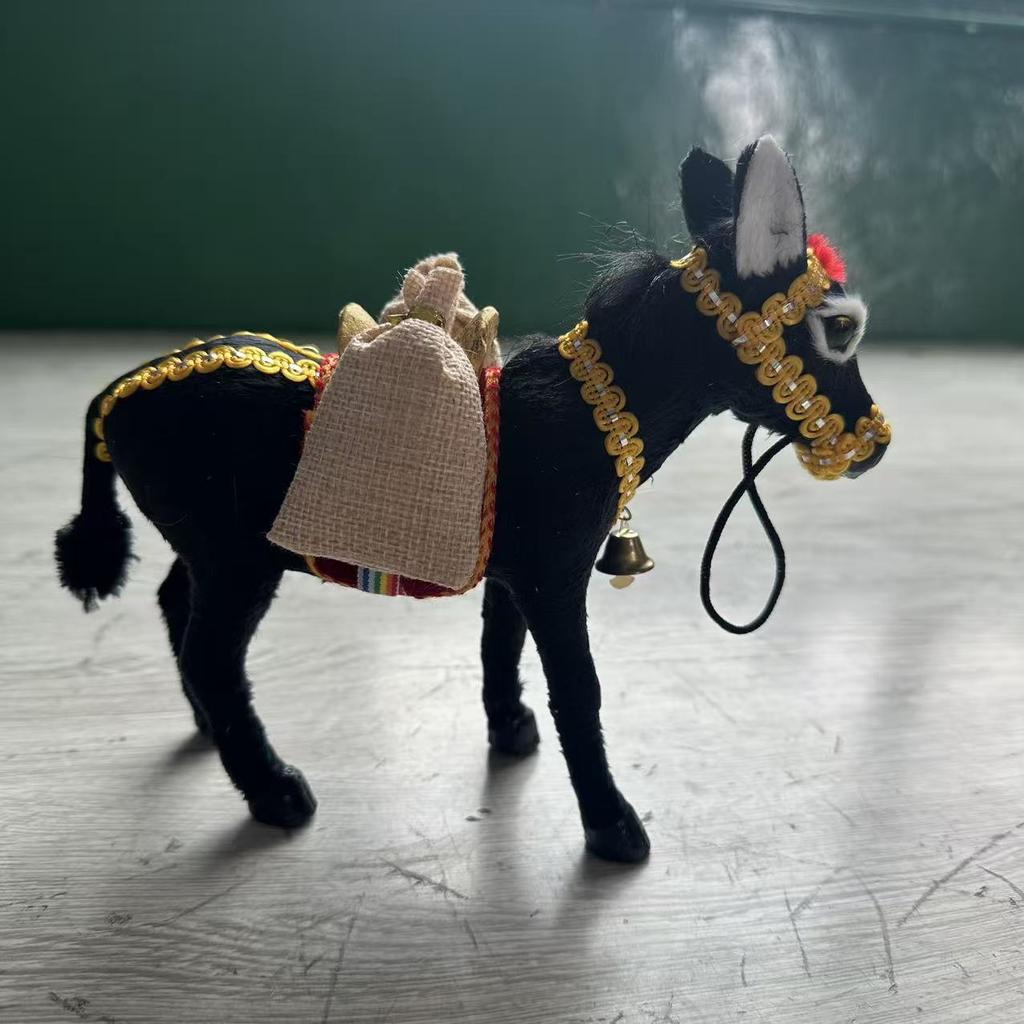 1PC Handmade Donkey Blown Black Ornament Handcrafted Holiday Decoration Farm Animal Collection for Christmas Tree Birthday Gift