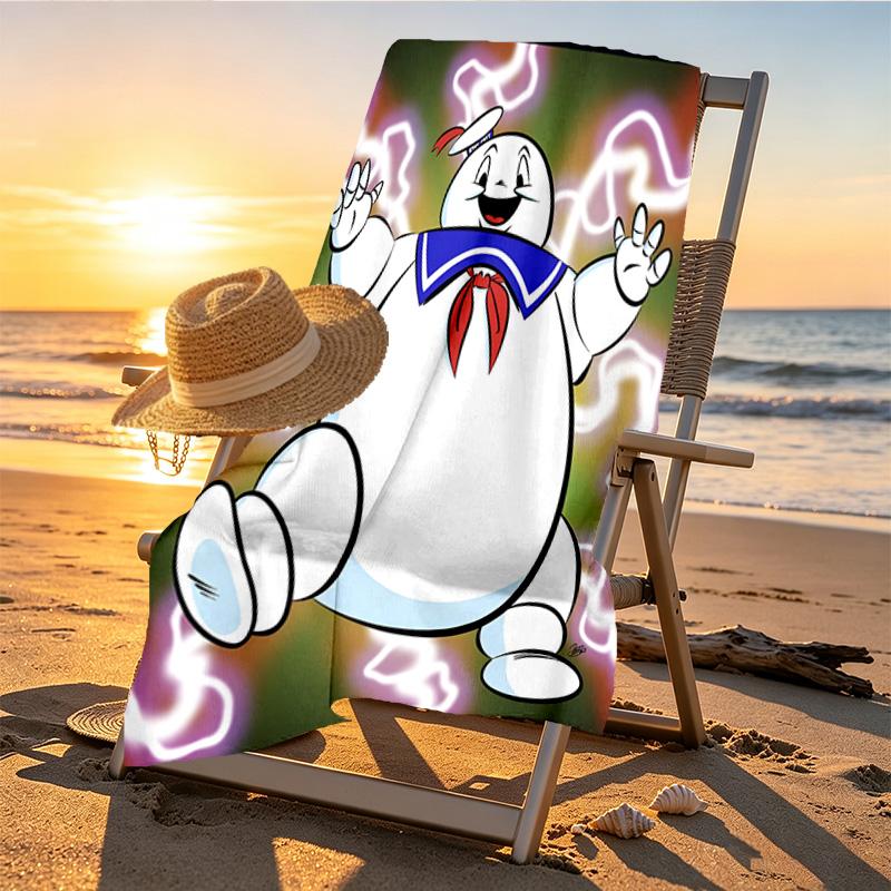 Ghostbusters Print Beach Towel Design, Soft, Lightweight. for Home Bathroom, Spa, Pool, Yoga, Surfing, Camping, Gift for Family, Friend