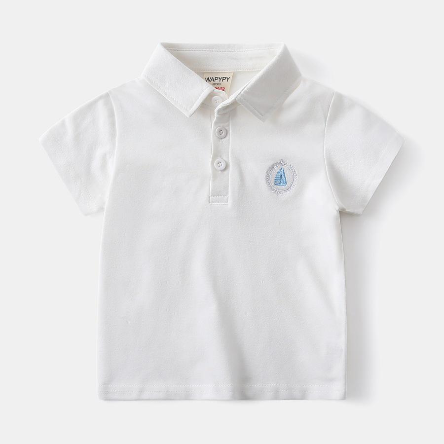 Polo de Manga Curta Estilo Coreano para Crianças - Camiseta de Algodão de Verão para Meninos
