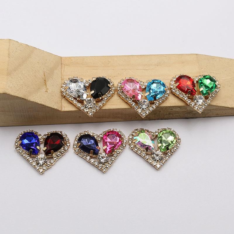 LKERAN 10pcs26 * 28MM Love Rhinestone Acrylic Button DIY Clothing Decoration Wedding Dress Handmade Decoration Accessories