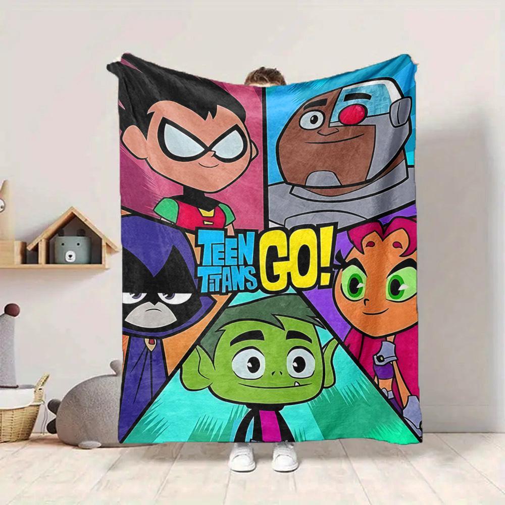 1pc Teen Titans Go! Flannel Throw Blanket - Lightweight Soft Warm All-Season Blanket for Sofa, Bed, Travel, Camping  L1029197