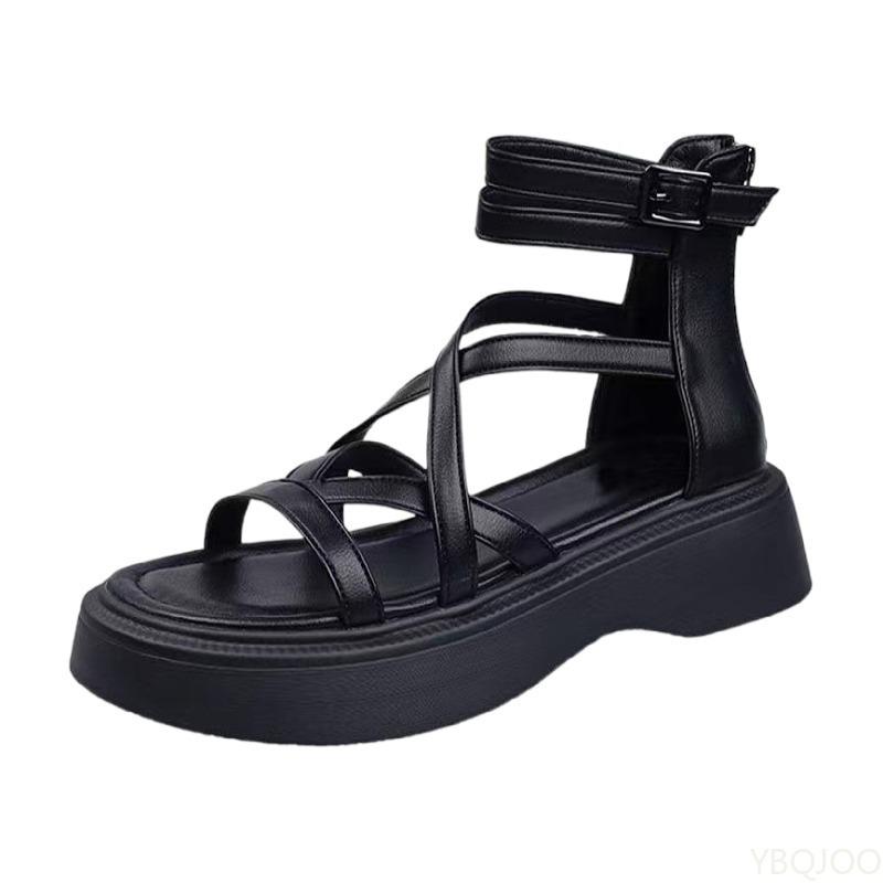 Mode Sommer neue Sandalen Damen lässige Zehenfreie Schuhe Kreuzdesign hohle Sandalen Mode Römische Damen Flache Schuhe Zapatos Mujer