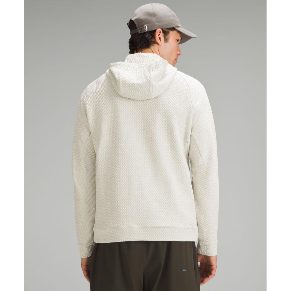 Lululemon Textured Double Knit Cotton Hoodie Heathered Bone Black