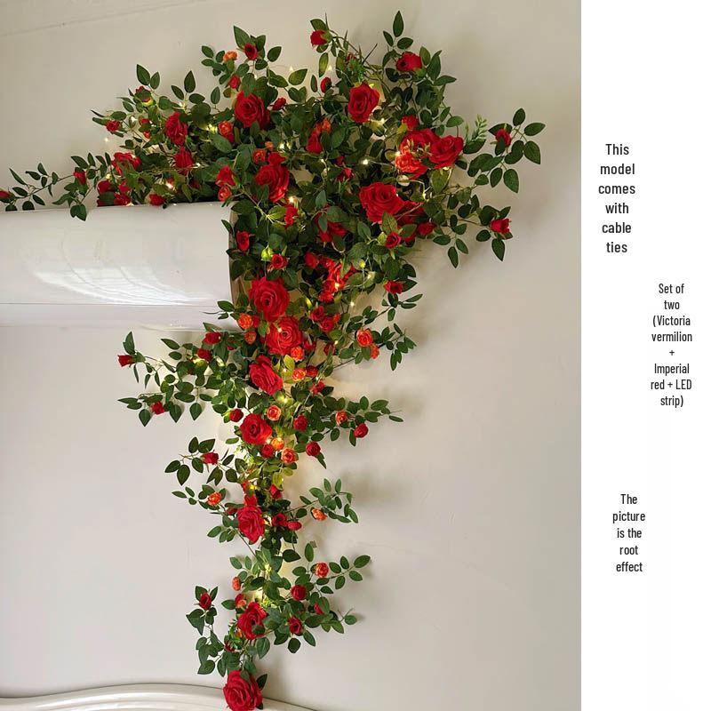 Rose Vine Artificial Flower Decor for Air Conditioner Pipes or Balcony Railings