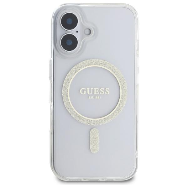 Guess Guhmp16Mhfgeret Iphone 16 Plus     6.7 Przeźroczysty/Transparent Hardcase Iml Glitter Circle Magsafe