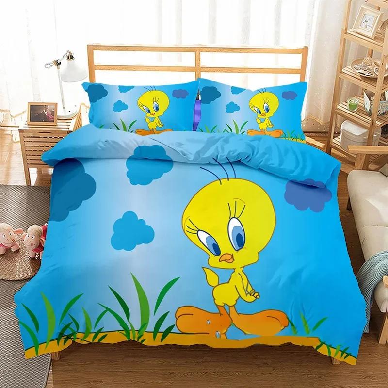

3D Printed Tweety Bird Bedding Set Single Twin Double Queen King Cal King Size Bed Linen Set 70x133cm 2pcs