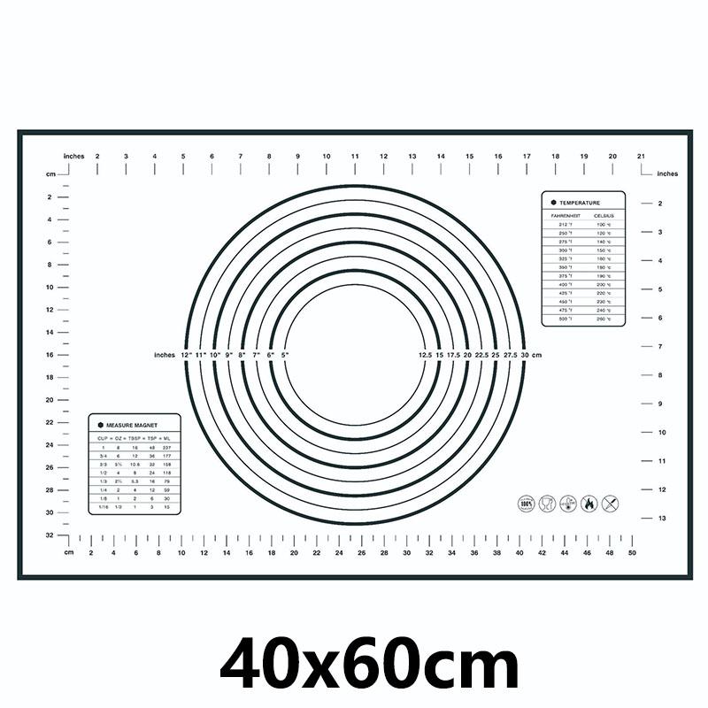 8 Size Silicone Baking Mat Reusable Nonstick Baking Sheet Thick Dough Rolling Mat with Measurements and Edge Heightening JT606