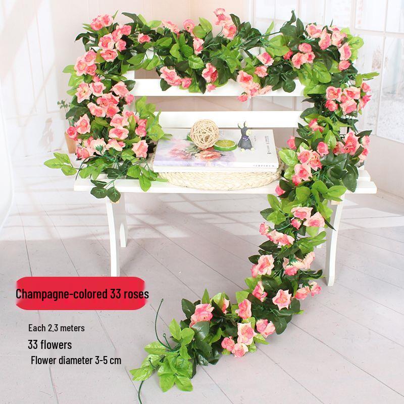 Artificial Rose Flower Vine for Balcony, Staircase, and Railings Decoration
