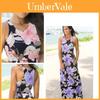 Summer Women's Elegant Casual Sleeveless Floral Printed Beach Dress Long Sundress