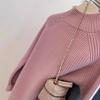 Pink semi-turtleneck bottoming sweater women's autumn, winter and winter high-end inner bottoming sweater small medium neck knitted sweater