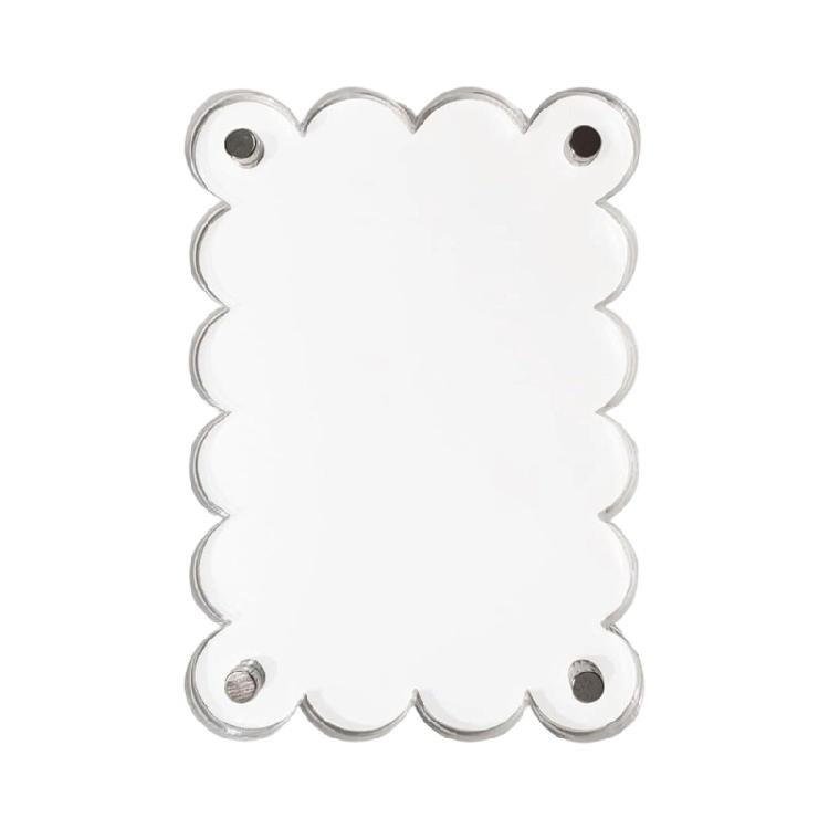 Clear Acrylic Magnetic Picture Frame With Unique Wavy Trim Double Sided Scalloped Photo Holder Frame For Refrigerator