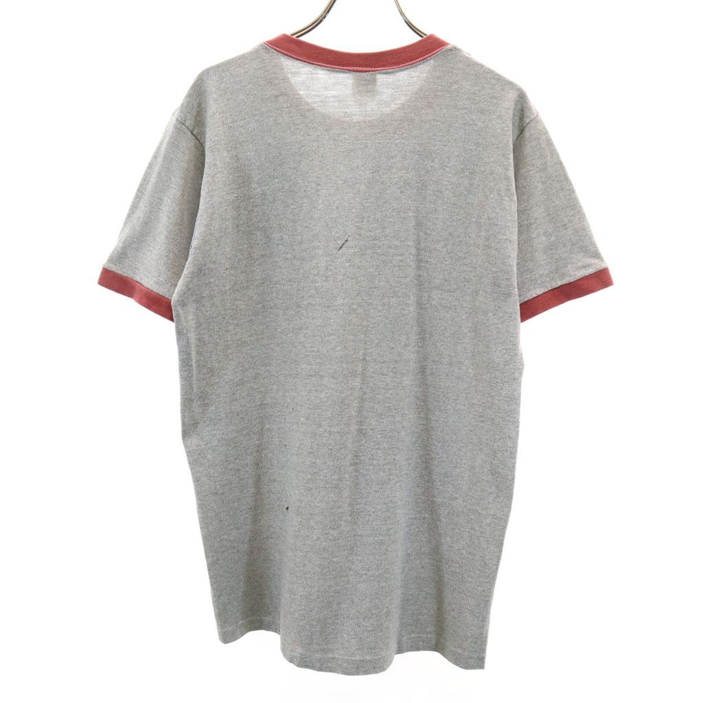 TOWNCRAFT 70s Vintage Short Sleeve Ringer Plain T-shirt L Gray Men's Used