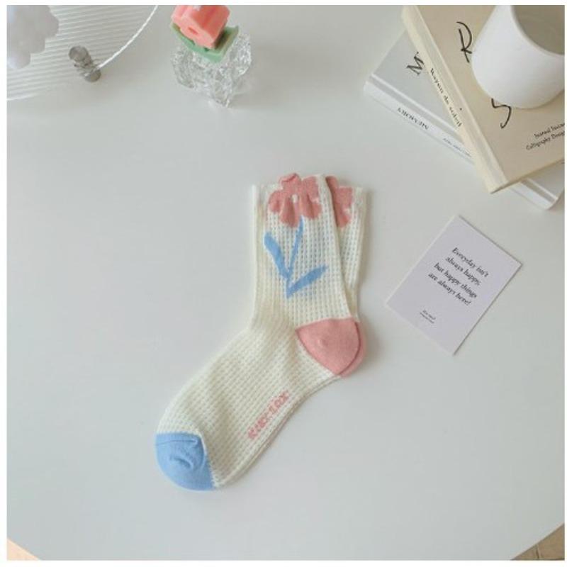 Summer New Style Thin Women's Socks Breathable Ice Silk Flower Crystal Stockings Short Sweat-absorbent Non-slip Cotton Socks Bottom Tube Socks