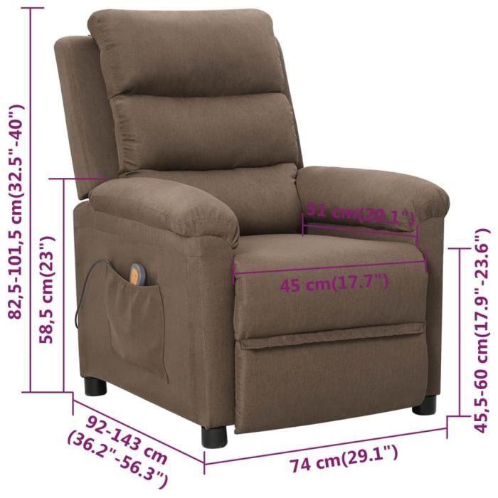 VidaXL Fauteuil de massage inclinable Taupe Tissu