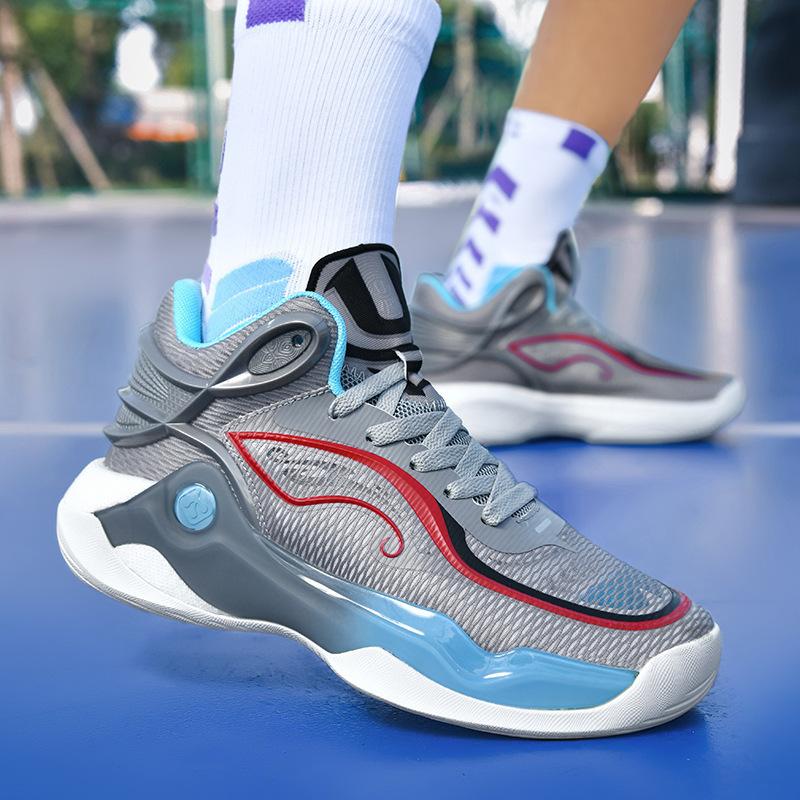 2025 New Luminous Running Shoes Real Popcorn Rubber Sole Professional Game Basketball Shoes Female Couple Sports Shoes
