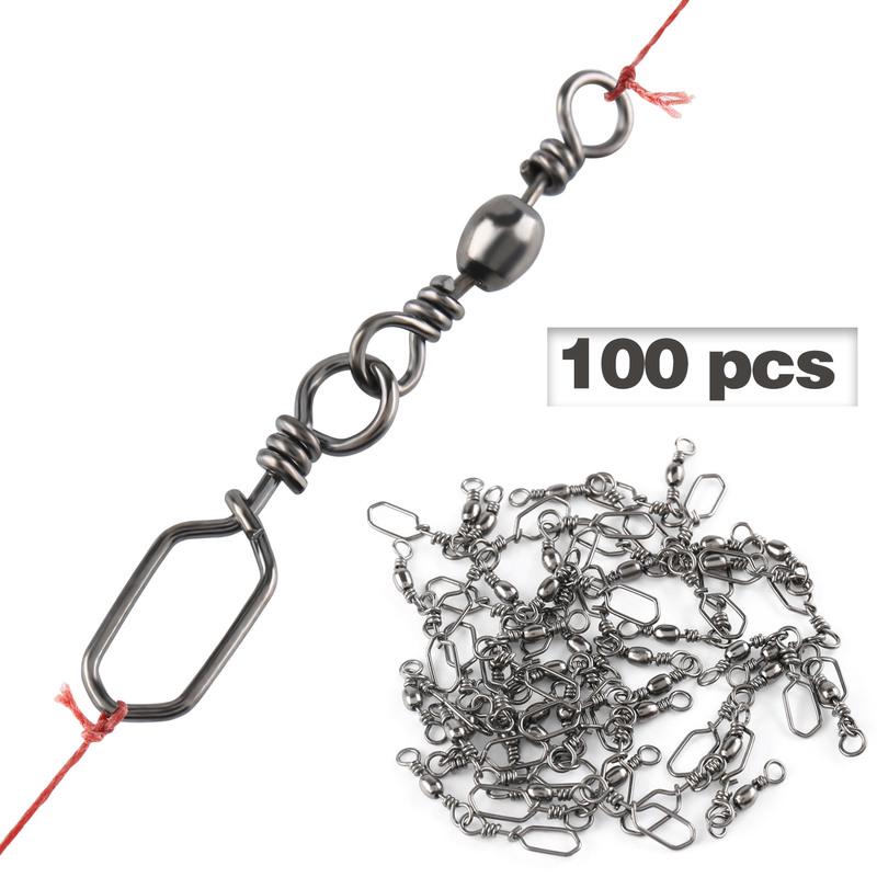 Fishing Accessories 100Pcs Stainless Fishing Swivels Corrosion Resistance Barrel Swivel Fishing Tool