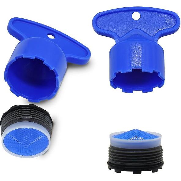 4Pcs(2 Set) M16.5 Faucet Aerator with Key Removal Wrench Tool, Bathroom Water Faucet Aerator Adapter Replacement Parts Water Flow Restrictor for