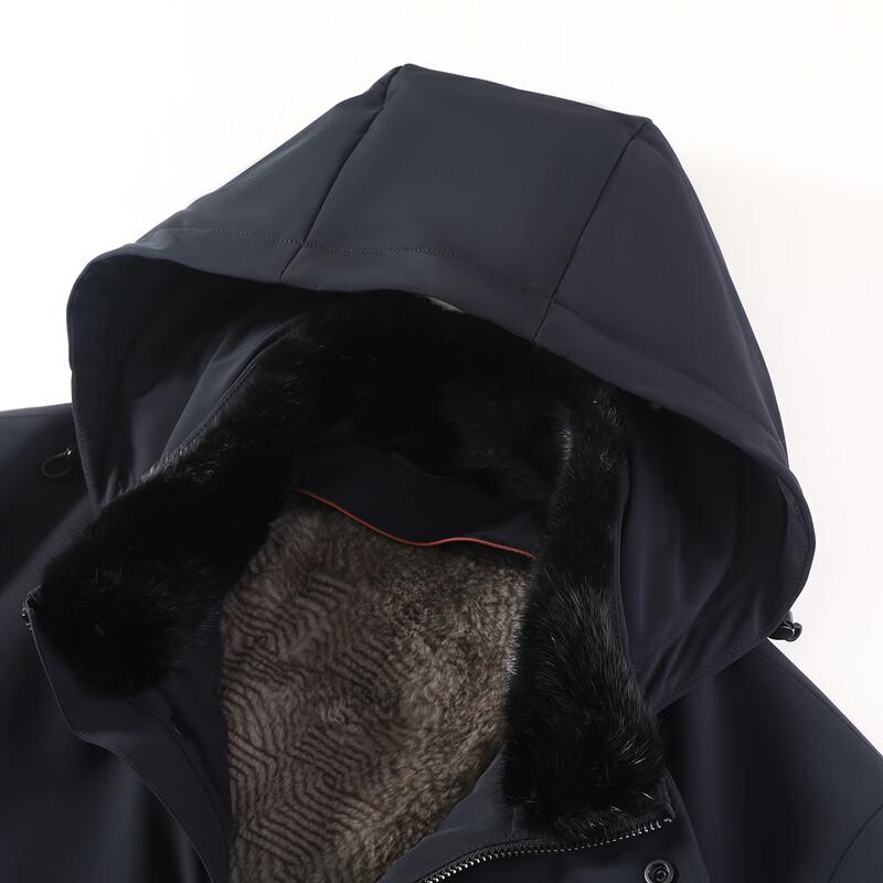 Men's Removable Rabbit Fur Lined Thickened Parka