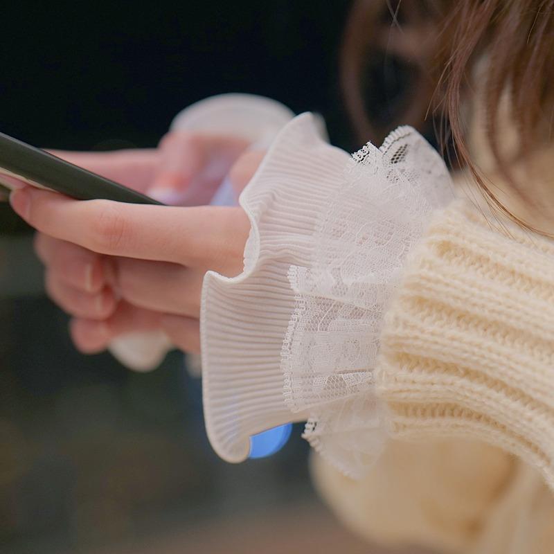 1Pair Detachable Fake Sleeves Spring Autumn Wild Sweater Decorative Sleeves Lace Ruffles Elbow Sleeve Cuff universal Fake Cuff