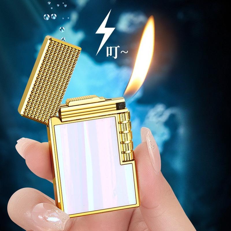 New Kalucai Shell Self-igniting Lighter Side Slide Wheel Self-Inflating High-End Retro Gift for Boyfriend