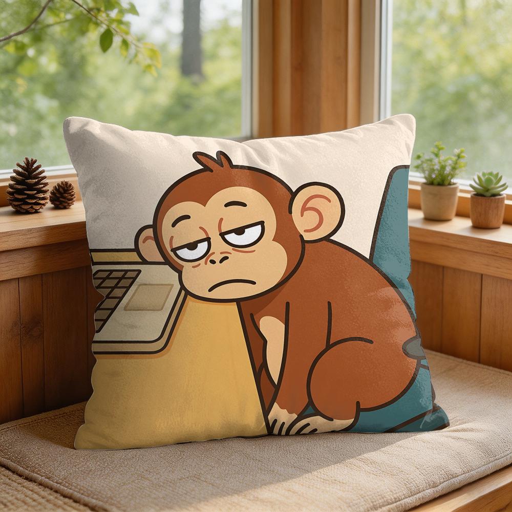 Hard Work Animal Cute Cushion Cover Silky Short Plush Invisible Zipper Dustproof Sofa Pillow Case For Home Decor