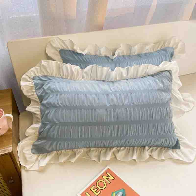 Pillowcase Princess Pillow Cover Cute Solid Color Single Lace Cushion Cover Women Removable and Replaceable Ruffle Trim